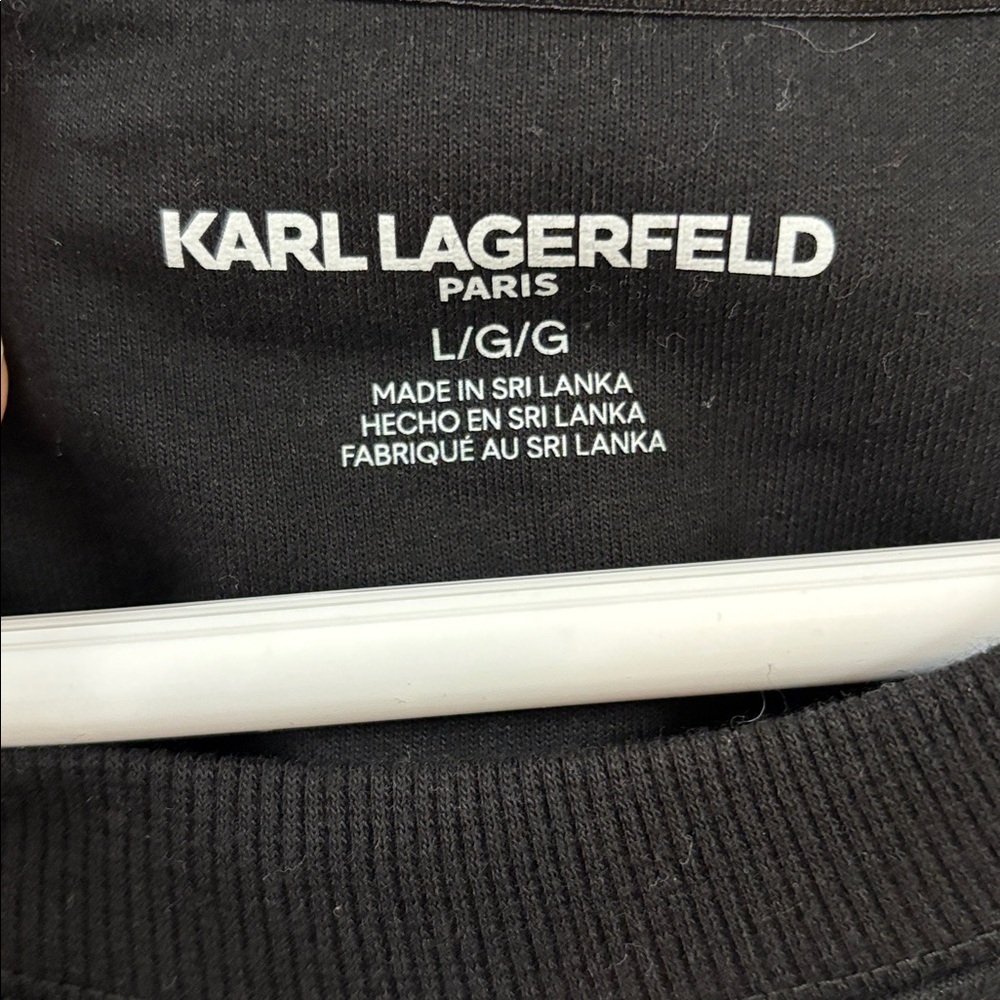 NWT Karl Lagerfeld Paris Long Sleeve Black Top Sweatshirt - Picture 5 of 8